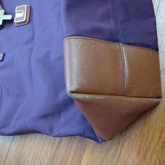 Tory Burch Large Purple Nylon Zip Top Travel Tote Bag Purse - Picture 7 of 16